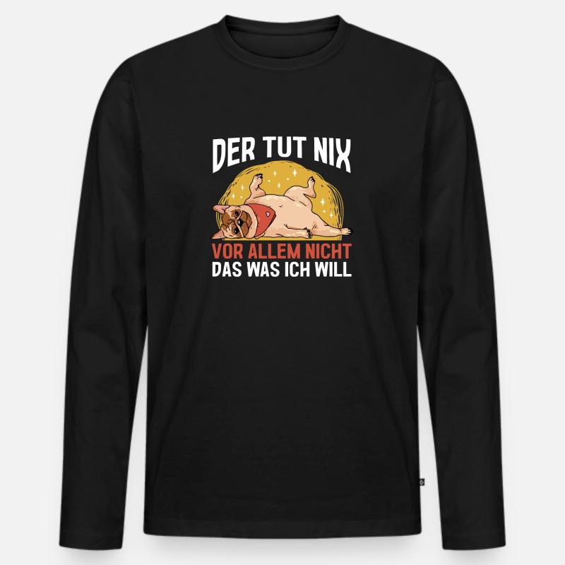 Hund Mops - Männer Premium Bio Langarmshirt - Schwarz