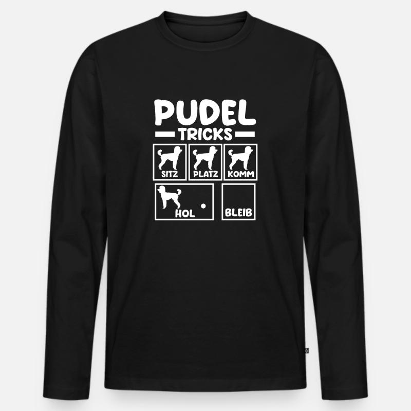 Hund Pudel - Männer Premium Bio Langarmshirt - Schwarz