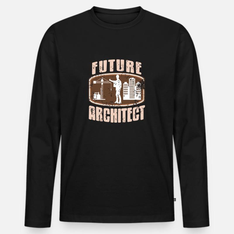 Future Architect Retro Architecture Student - Männer Premium Bio Langarmshirt - Schwarz