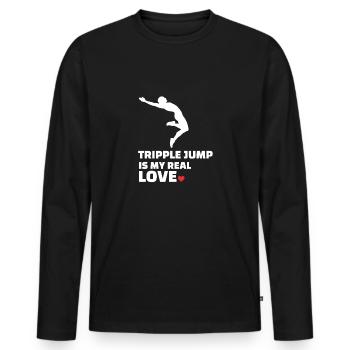 J’adore le triple saut - T-shirt manches longues Premium bio Homme - noir - Devant - Nico (187cm)