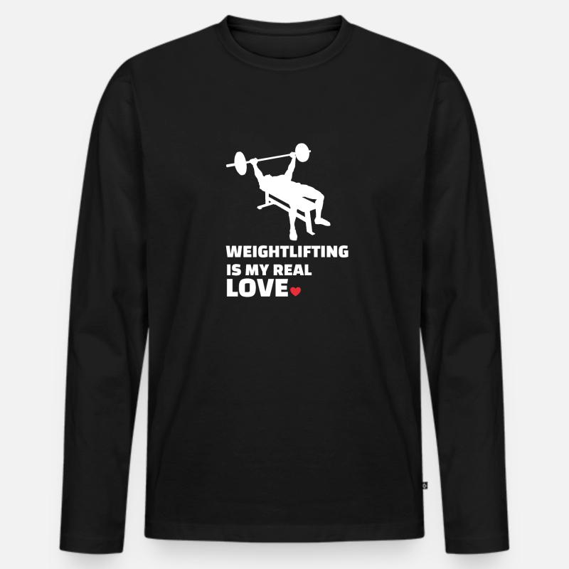 Ich Liebe Gewichtheben - Männer Premium Bio Langarmshirt - Schwarz