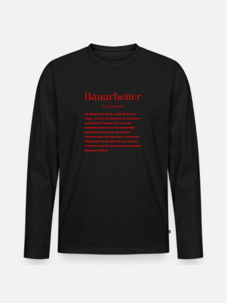Bauarbeiter Definition - Männer Premium Bio Langarmshirt - Schwarz