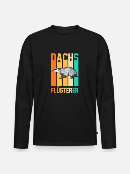 Tiermotiv Dachs - Männer Premium Bio Langarmshirt - Schwarz