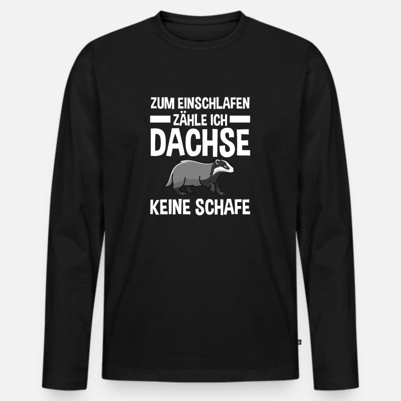 Tiermotiv Dachs - Männer Premium Bio Langarmshirt - Schwarz