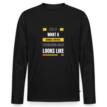 Newbie virtual purchasing agent - Men's Premium Organic Long Sleeve Shirt - black - Front - Nico (187cm)