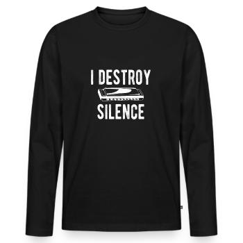 I Destroy Silence French Harp Player Gift - Men's Premium Organic Long Sleeve Shirt - black - Front - Nico (187cm)