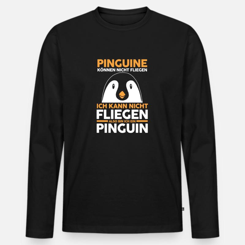 Tiermotiv Pinguin - Männer Premium Bio Langarmshirt - Schwarz