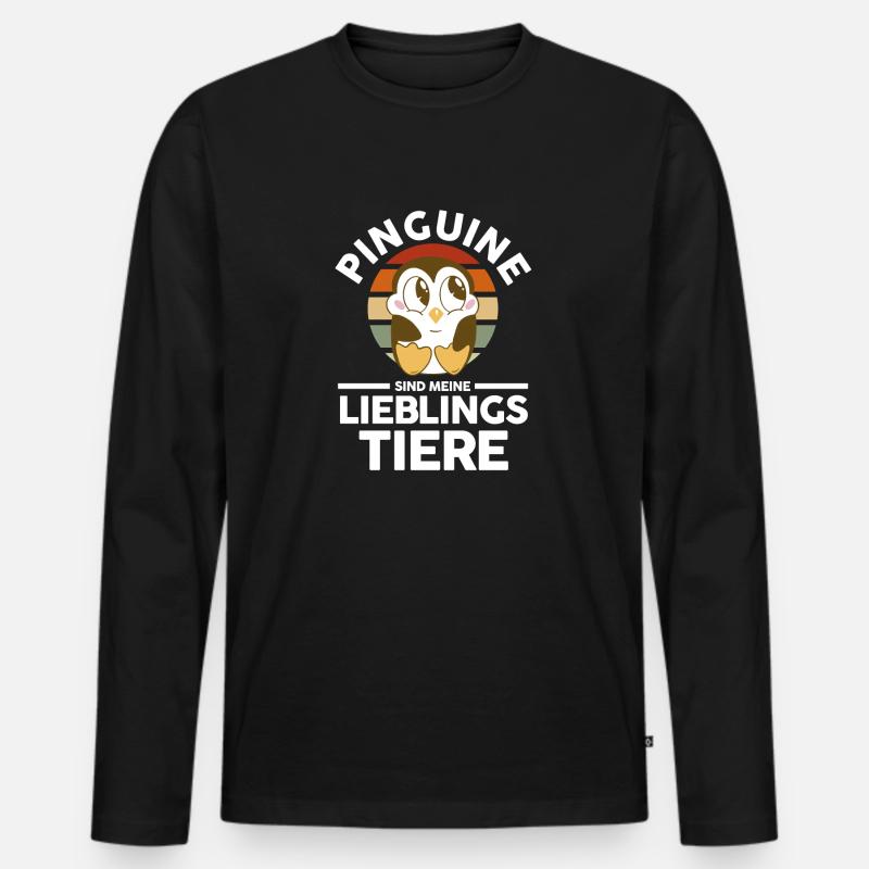 Tiermotiv Pinguin - Männer Premium Bio Langarmshirt - Schwarz