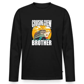 Équipage de croisière - Frère - Vacances et famille - T-shirt manches longues Premium bio Homme - noir - Devant - Nico (187cm)