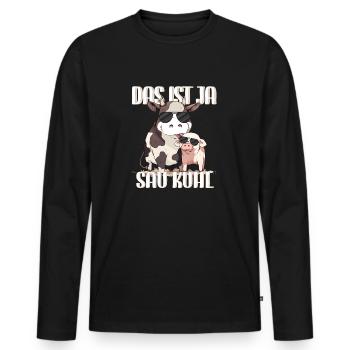That's Sau Kuhl Kuh Farmer Agriculture - Men's Premium Organic Long Sleeve Shirt - black - Front - Nico (187cm)