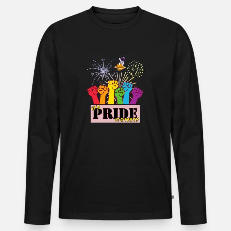 Auf Pridet ist eine Party - Männer Premium Bio Langarmshirt - Schwarz