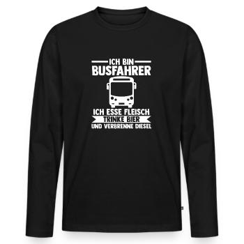 Bus Bier Busfahrer - Männer Premium Bio Langarmshirt - Schwarz - Vorne - Nico (187cm)
