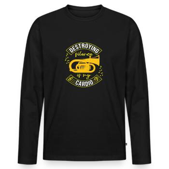 Destroying Silence Is My Cardio Baritone Player - Men's Premium Organic Long Sleeve Shirt - black - Front - Nico (187cm)