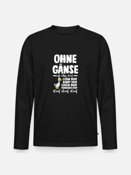 Gans Gänse - Männer Premium Bio Langarmshirt - Schwarz