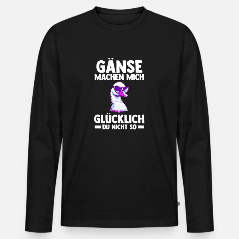 Gans Gänse - Männer Premium Bio Langarmshirt - Schwarz