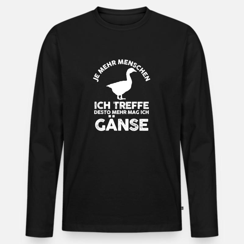 Gans Gänse - Männer Premium Bio Langarmshirt - Schwarz