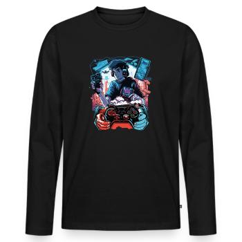 Contrôleur de jeu vidéo Anime Gaming Gamer - T-shirt manches longues Premium bio Homme - noir - Devant - Nico (187cm)