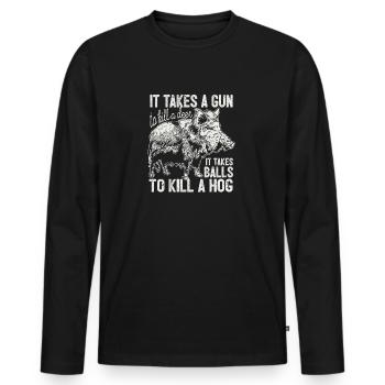 Vous avez besoin d’une arme à feu pour tuer un cerf, et - T-shirt manches longues Premium bio Homme - noir - Devant - Nico (187cm)