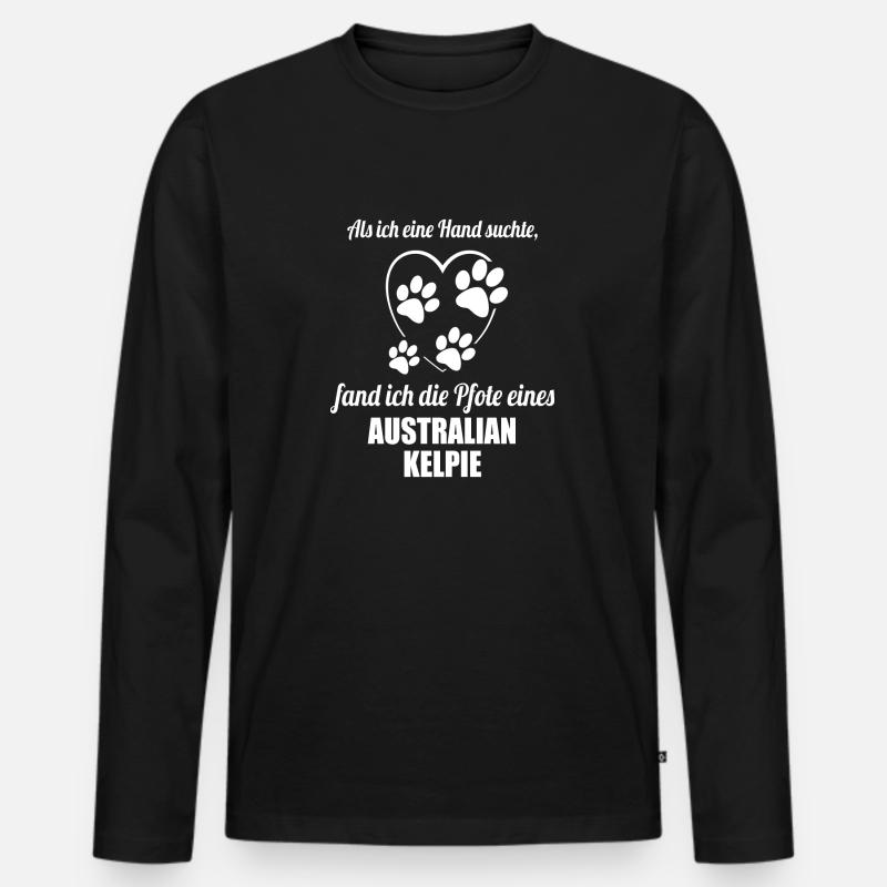 Hand & Pfote - Spruch - Australian Kelpie - Männer Premium Bio Langarmshirt - Schwarz