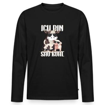 Ich Bin Sau Kuhl Kuh Landwirt Landwirtschaft Bauer - Männer Premium Bio Langarmshirt - Schwarz - Vorne - Nico (187cm)