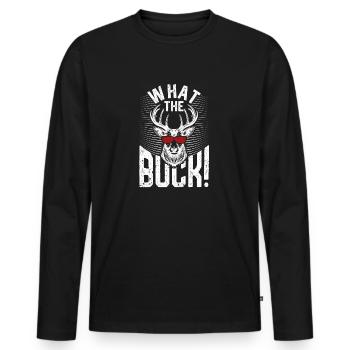 Qu’est-ce que le Buck drôle Chasse au cerf Rack à bois de wapiti - T-shirt manches longues Premium bio Homme - noir - Devant - Nico (187cm)