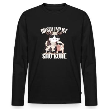 This guy is sow cool cow farmer funny idea - Men's Premium Organic Long Sleeve Shirt - black - Front - Nico (187cm)