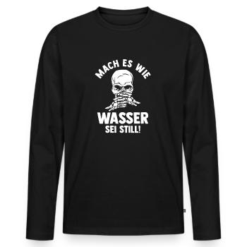 Mach es wie Wasser sei Still - Männer Premium Bio Langarmshirt - Schwarz - Vorne - Nico (187cm)