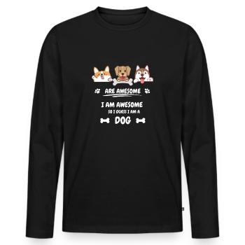 Chiots mignons - T-shirt manches longues Premium bio Homme - noir - Devant - Nico (187cm)