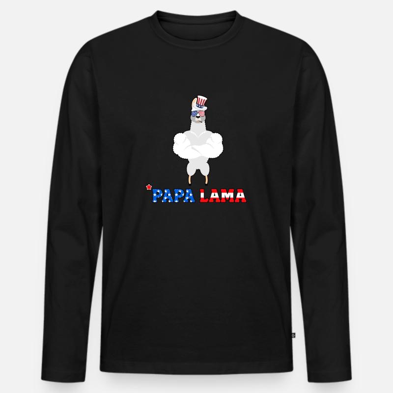 4. Juli Papa Lama - Männer Premium Bio Langarmshirt - Schwarz