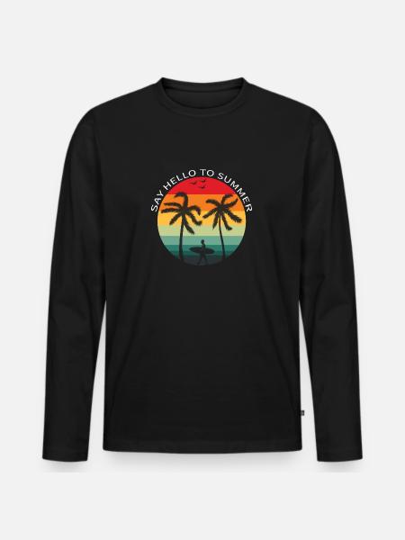 Surfing under palm trees - Men's Premium Organic Long Sleeve Shirt - black