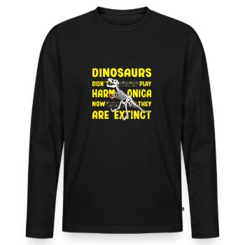 Harmonicist Funny Dinosaurs Joke Harmonica Gift - Männer Premium Bio Langarmshirt - Schwarz - Vorne - Nico (187cm)