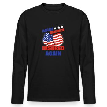 Make America Insured Again Insurance Broker Gift - Men's Premium Organic Long Sleeve Shirt - black - Front - Nico (187cm)