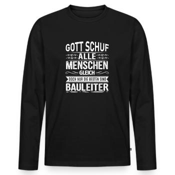 Bauleiter Baustelle Bauarbeiter Bauleitung Bauherr - Männer Premium Bio Langarmshirt - Schwarz - Vorne - Nico (187cm)