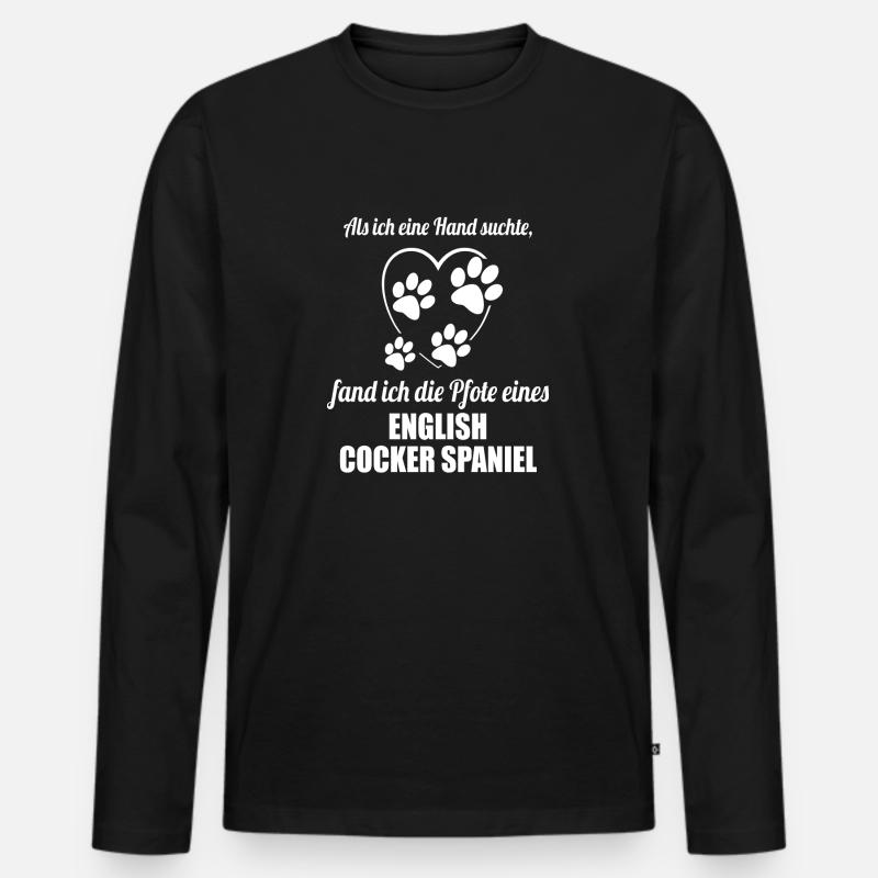 Hand & Pfote - Spruch - English Cocker Spaniel - Männer Premium Bio Langarmshirt - Schwarz
