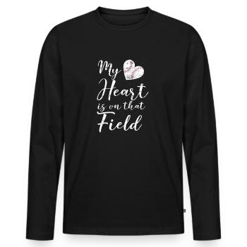 Mein Herz ist auf dem Feld Baseball-Softball-Mutter - Männer Premium Bio Langarmshirt - Schwarz - Vorne - Nico (187cm)