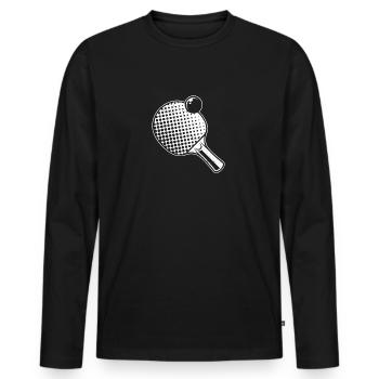 Tennis de Table Silhouette Drôle Joueur de Tennis de Table - T-shirt manches longues Premium bio Homme - noir - Devant - Nico (187cm)