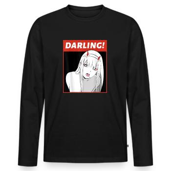 Anime Darling Arigato Senpai Hentai - Men's Premium Organic Long Sleeve Shirt - black - Front - Nico (187cm)