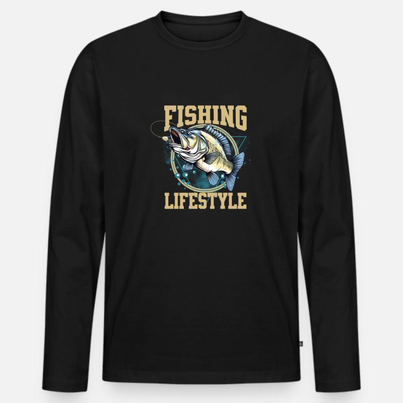 Angeln Lebensstil - Männer Premium Bio Langarmshirt - Schwarz