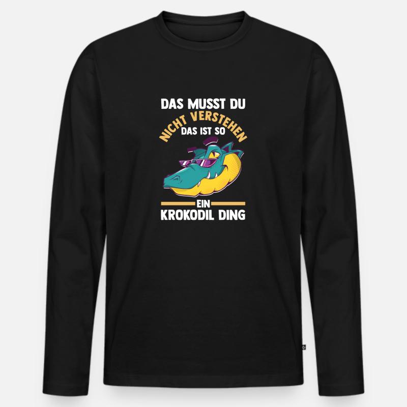 Krokodile - Männer Premium Bio Langarmshirt - Schwarz
