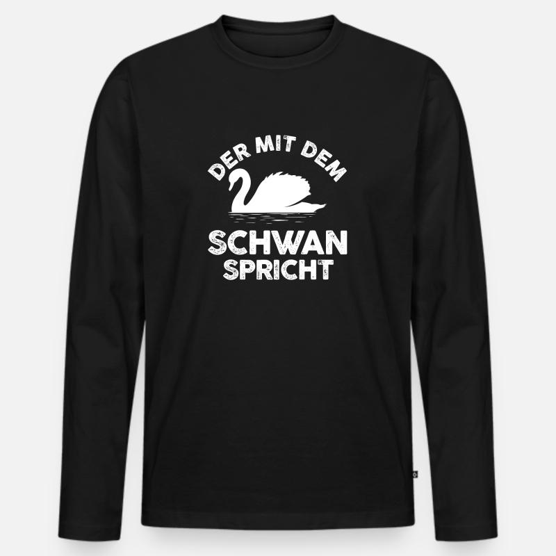 Schwan - Männer Premium Bio Langarmshirt - Schwarz