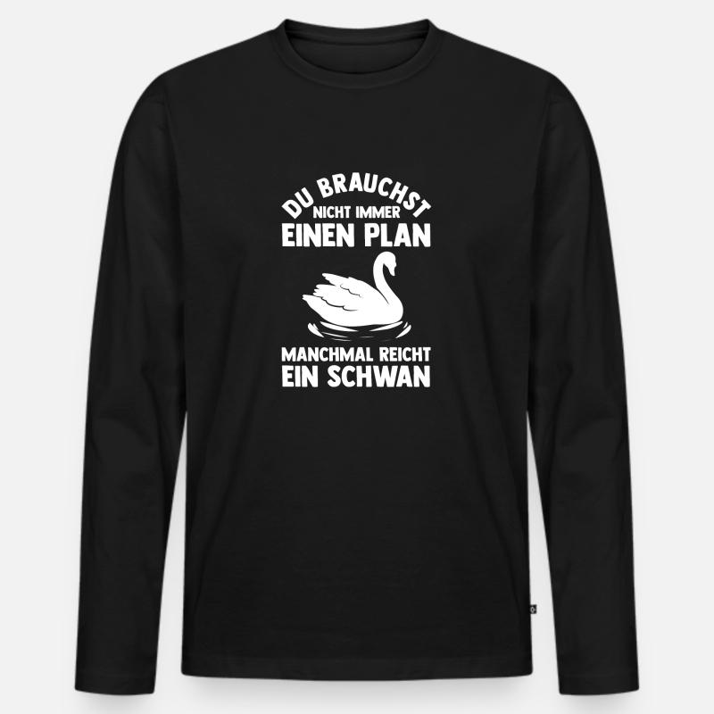 Schwan - Männer Premium Bio Langarmshirt - Schwarz