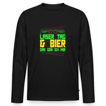 Laser Tag & Bière L’idée cadeau - T-shirt manches longues Premium bio Homme - noir - Devant - Nico (187cm)
