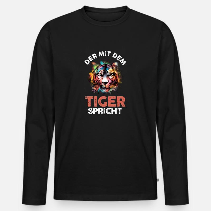 Tiger Motiv - Männer Premium Bio Langarmshirt - Schwarz