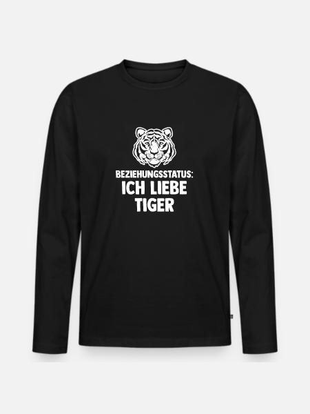 Tiger Motiv - Männer Premium Bio Langarmshirt - Schwarz