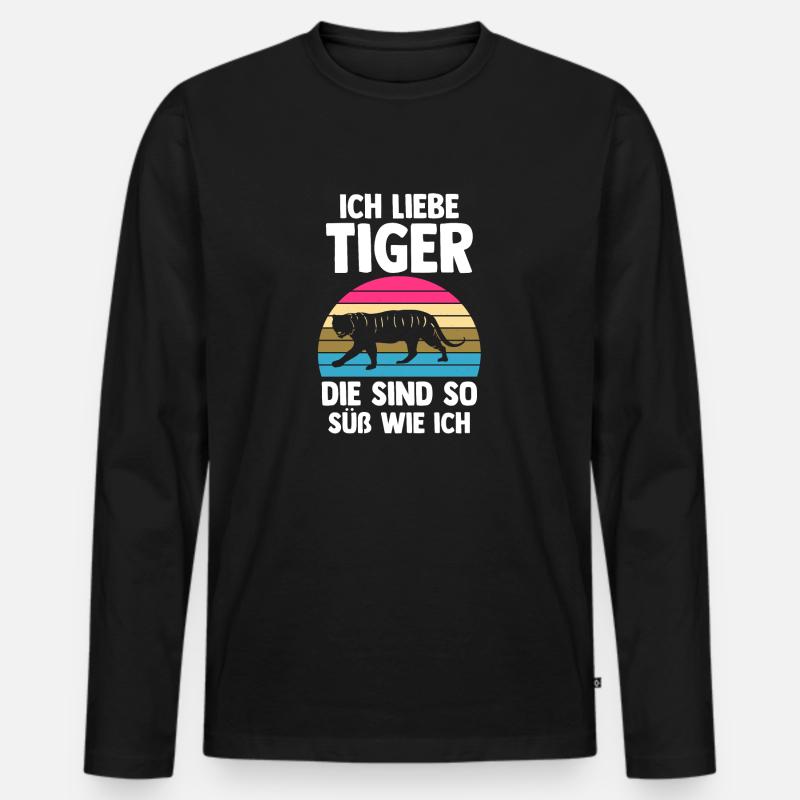 Tiger Motiv - Männer Premium Bio Langarmshirt - Schwarz