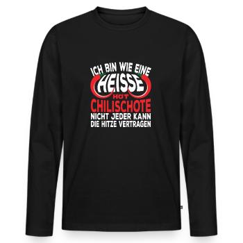Heisse Chilischote Freche Sprüche Lustig Geschenk - Männer Premium Bio Langarmshirt - Schwarz - Vorne - Nico (187cm)