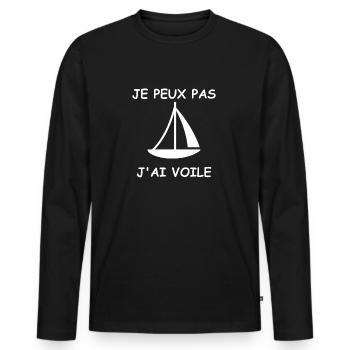 Je peux pas j'ai voile - T-shirt manches longues Premium bio Homme - noir - Devant - Nico (187cm)