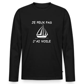 Je peux pas j'ai voile - T-shirt manches longues Premium bio Homme - noir - Devant - Nico (187cm)