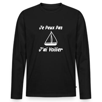 VOILIER - T-shirt manches longues Premium bio Homme - noir - Devant - Nico (187cm)