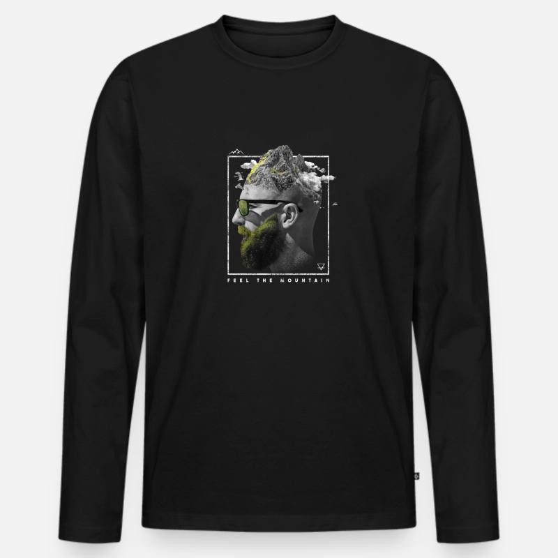 Bergkopf - Männer Premium Bio Langarmshirt - Schwarz